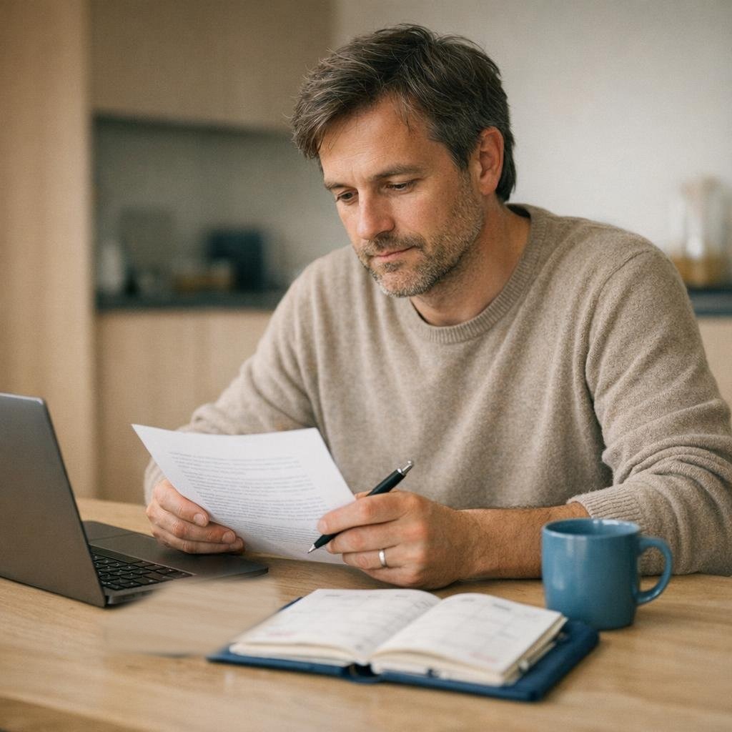 Un parent relit chez lui la proposition de cours reçue de My Sherpa