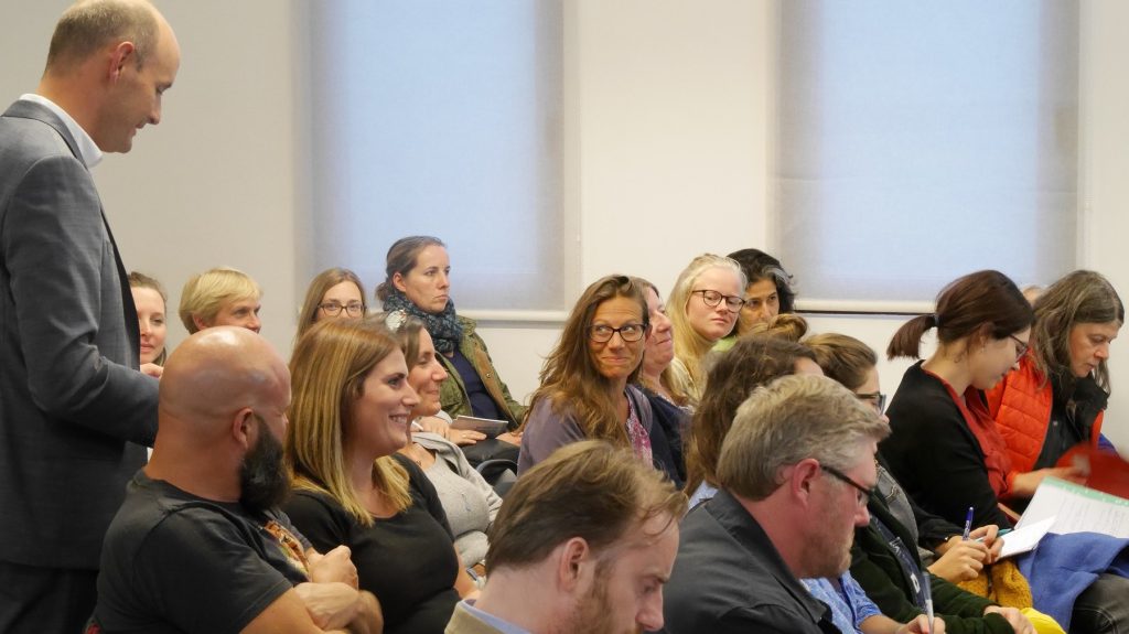 Le public d’une conférence My Sherpa dans nos locaux de Bruxelles